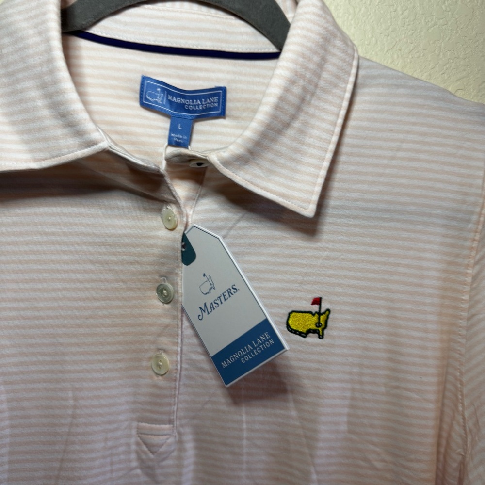 Women’s Masters Golf Pink Striped Polo Shirt